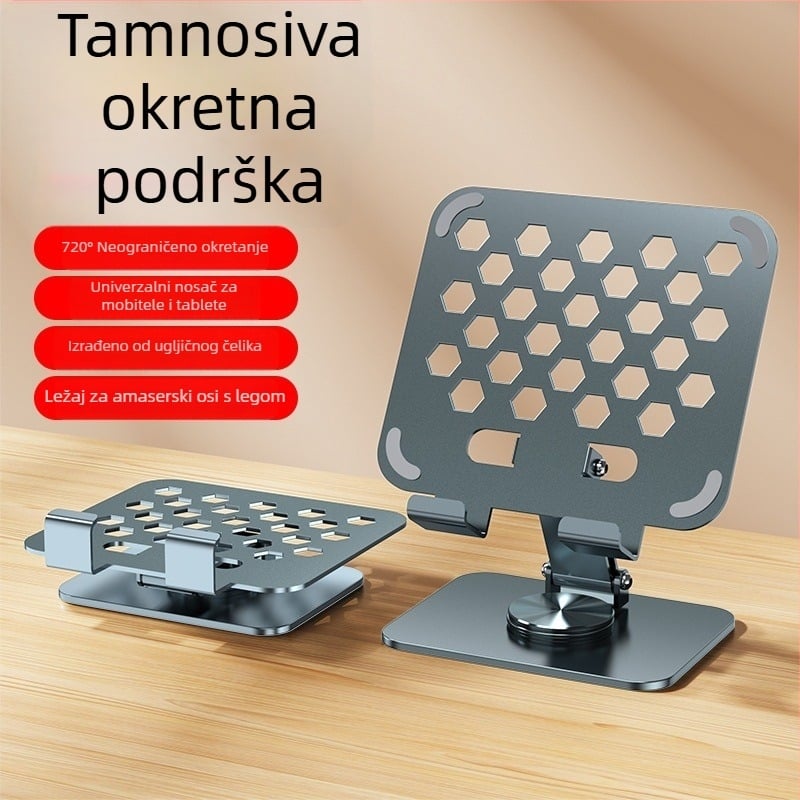 Tablet držač od metala, podesiva visina, sklopiv, 360° rotacija, univerzalna kompatibilnost s iPad