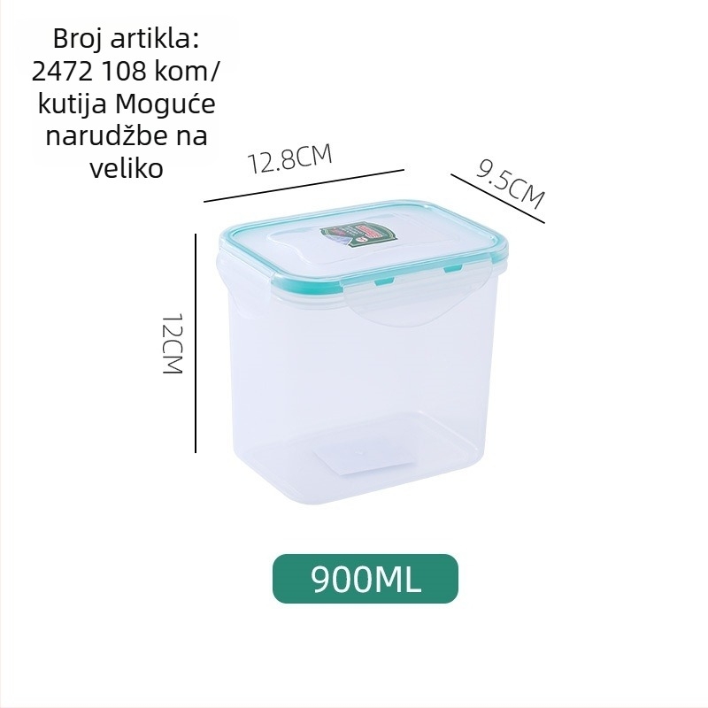 Pravokutna PP kutija za čuvanje hrane sa zatvaračem, prozirna, 301-500 ml