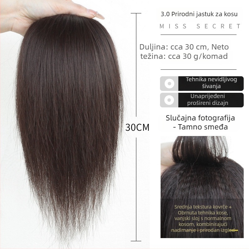 Perika - Cushion Hairpiece, ravna, gornji volumen, materijal: room-temperature silk, nije za bojanje ili permiranje