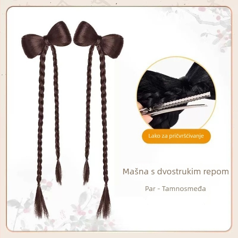 Dječja perika s repom, lagana, s klipsom za kosu, s pletenicama zmajevih brkova, Hanfu inspiriran starim stilom, model PY616, materijal: visoko otporna žica, prerada: mehanizam