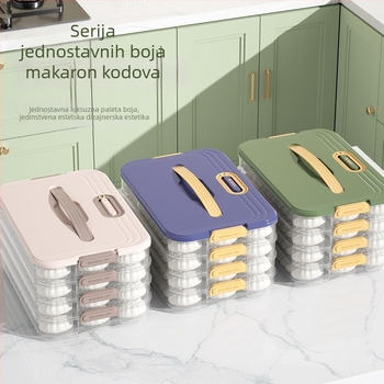 Macaron stil višeslojna skladišna kutija u hladnjaku, s nezavisnim pretincima, tajmerom i poklopcem s kopčom, izrađena od plastike pogodne za hranu