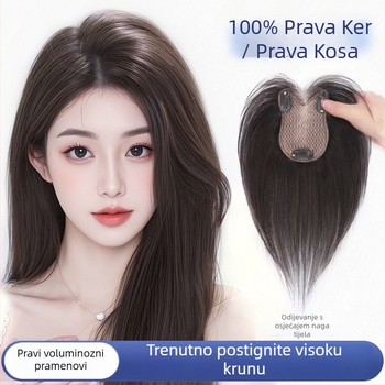 Patch za periku od pravih ljudskih vlasi, ručno tkano, bezšivna prednja linija kose, ravnog tipa