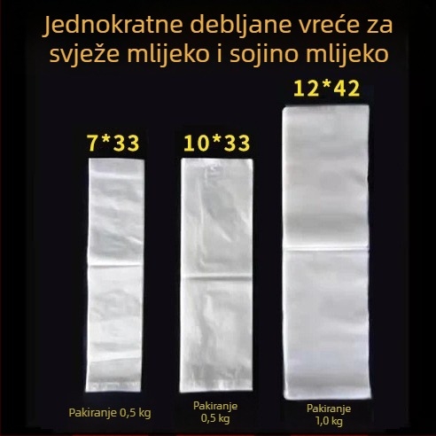 Prozirna, jednokratna, debela vrećica za tekuće sojino mlijeko – mogućnost tiskanja logotipa, pravokutni oblik, 10 tona dnevno