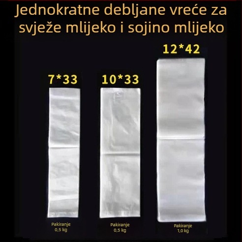 Prozirna, jednokratna, debela vrećica za tekuće sojino mlijeko – mogućnost tiskanja logotipa, pravokutni oblik, 10 tona dnevno