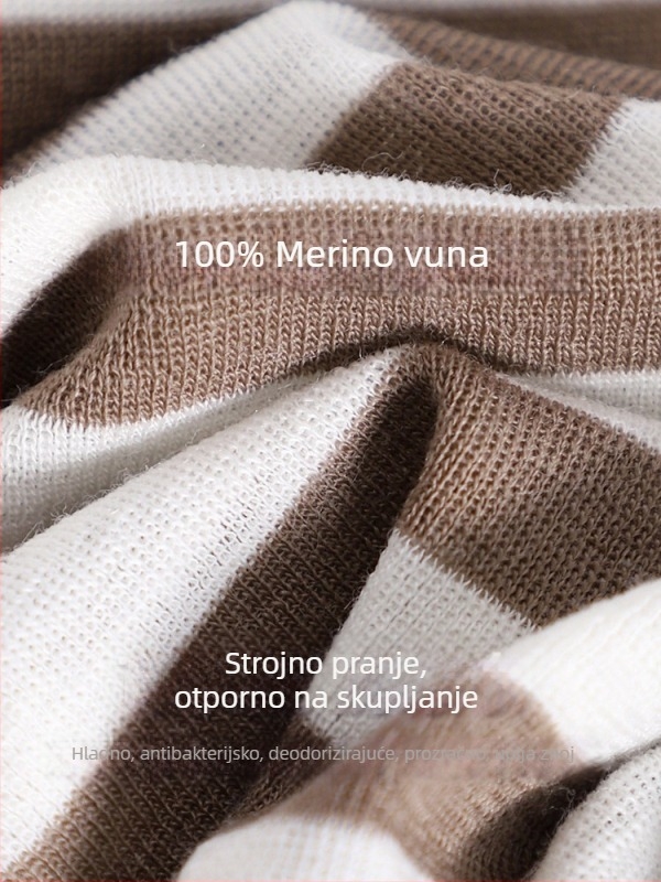 Meilino vest od merino vune s prugama, prozračna, odvodi vlagu, ljeto