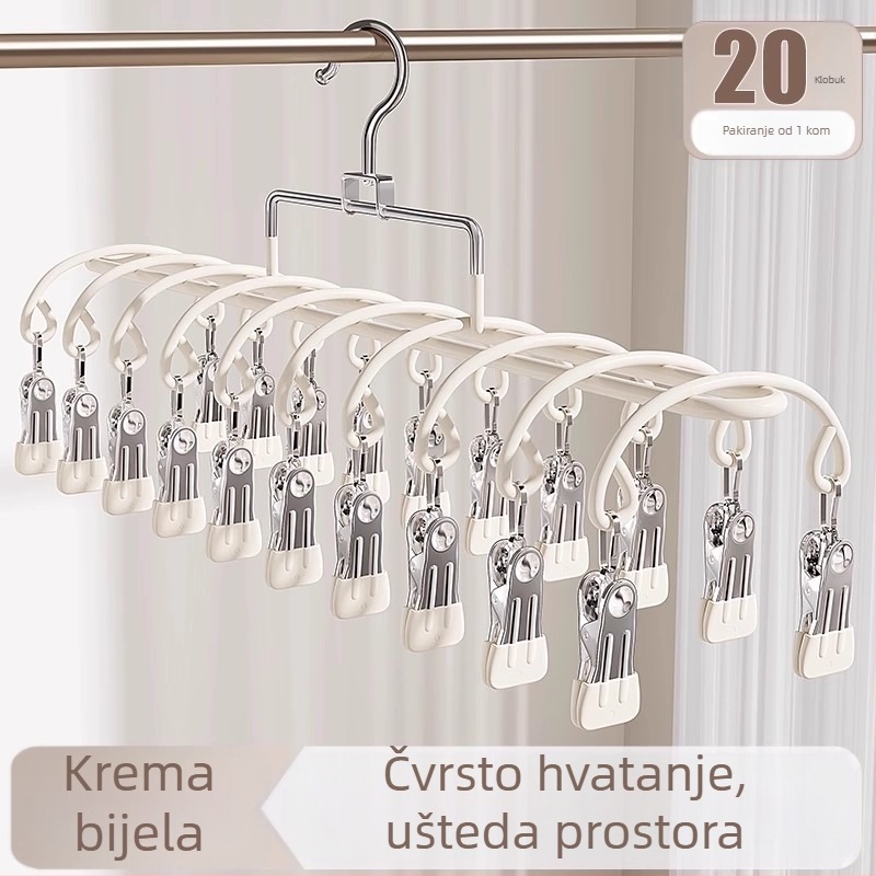 Vješalica s više klipsi od nehrđajućeg čelika, moderni minimalistički dizajn; pogodna za odjeću, hlače i kravate; ovlaštena privatna marka