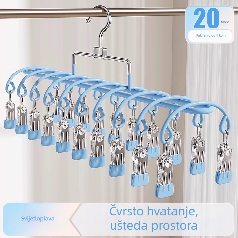 Vješalica s više klipsi od nehrđajućeg čelika, moderni minimalistički dizajn; pogodna za odjeću, hlače i kravate; ovlaštena privatna marka