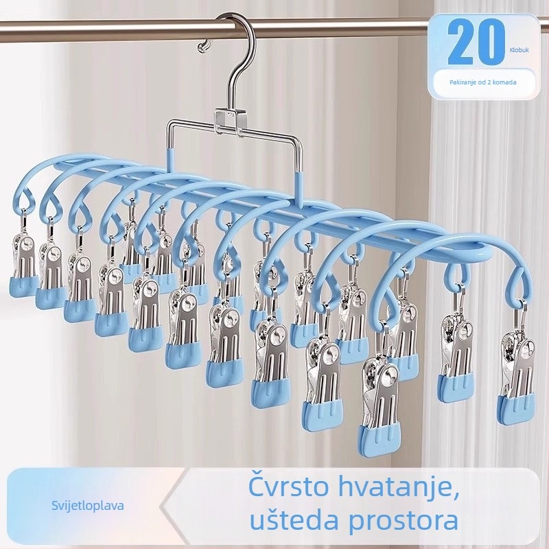 Vješalica s više klipsi od nehrđajućeg čelika, moderni minimalistički dizajn; pogodna za odjeću, hlače i kravate; ovlaštena privatna marka