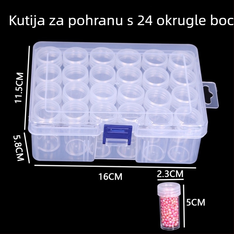 Okrugla plastična kutija za pohranu perlica s pregradama – za DIY rukotvorine