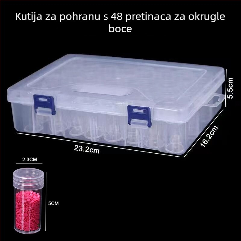 Okrugla plastična kutija za pohranu perlica s pregradama – za DIY rukotvorine