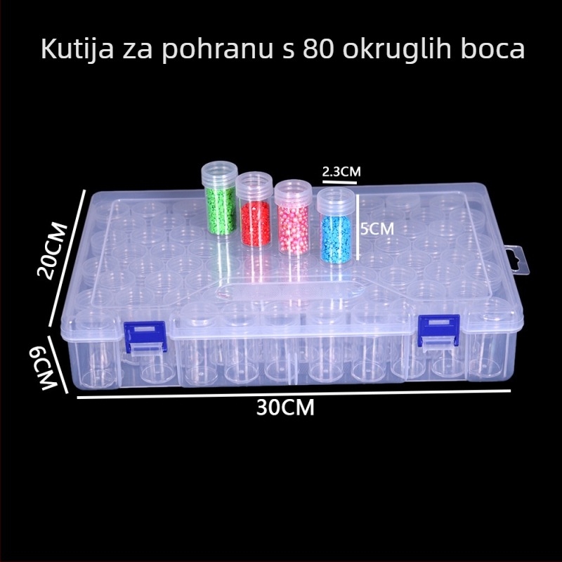 Okrugla plastična kutija za pohranu perlica s pregradama – za DIY rukotvorine