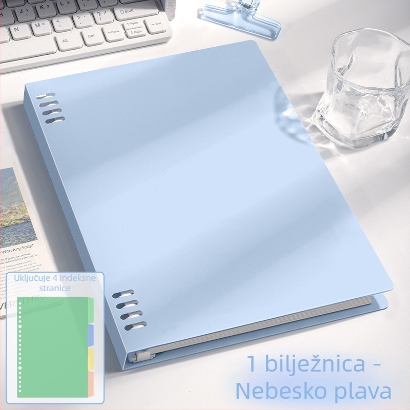 Bilježnica B5 s osam rupa, s odvojivom spiralom, format A5, jednostavna i debela, za učenike