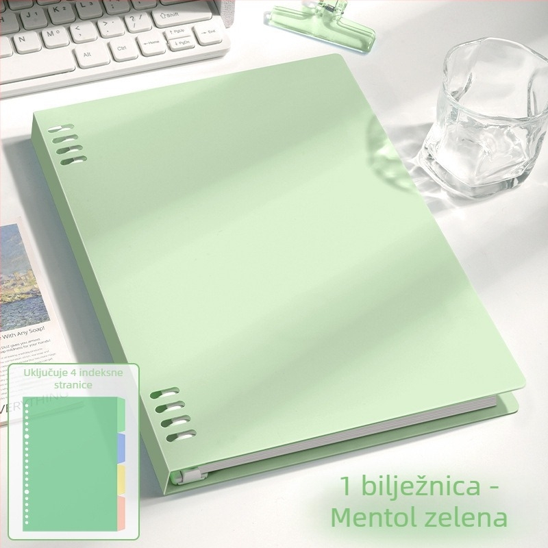 Bilježnica B5 s osam rupa, s odvojivom spiralom, format A5, jednostavna i debela, za učenike