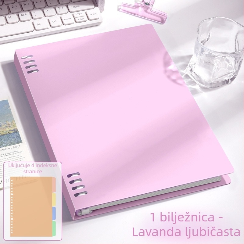 Bilježnica B5 s osam rupa, s odvojivom spiralom, format A5, jednostavna i debela, za učenike