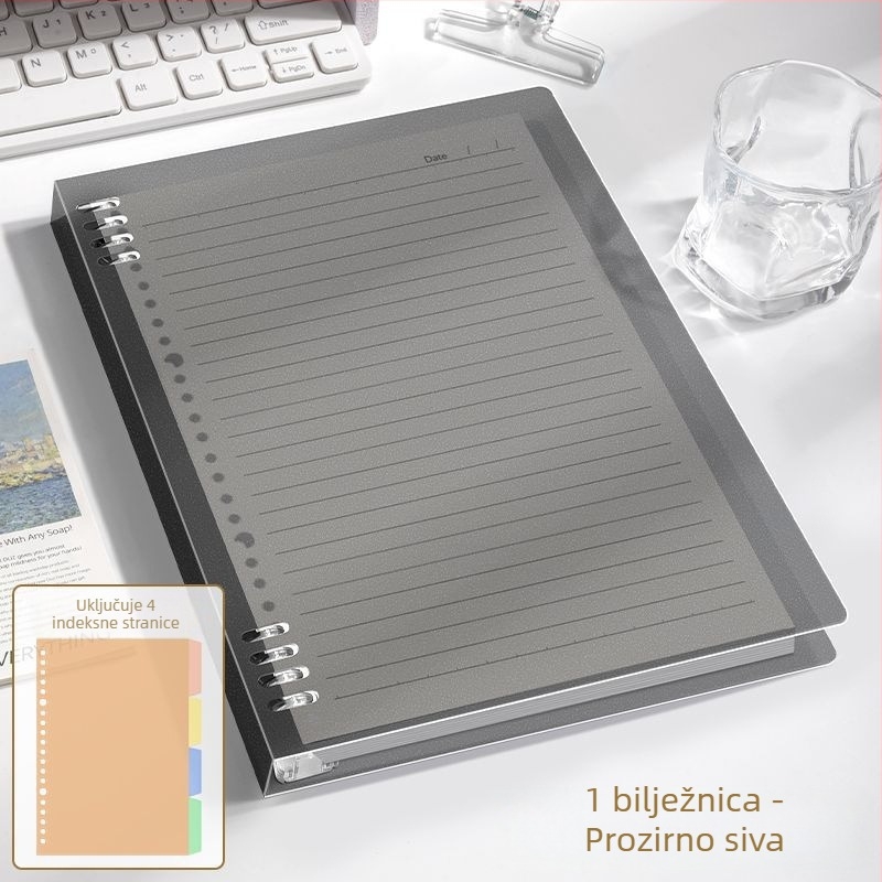 Bilježnica B5 s osam rupa, s odvojivom spiralom, format A5, jednostavna i debela, za učenike
