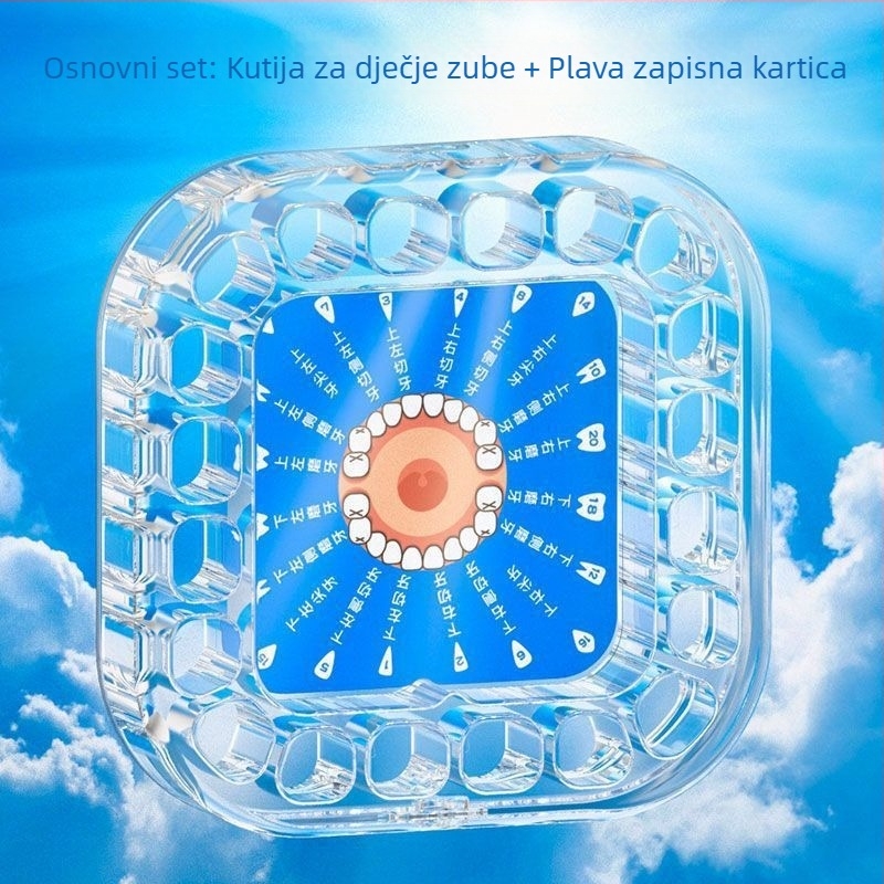 Kutija za mliječne zube djece, akrilna kutija za zube, kutija protiv oksidacije, za uzrast 0–3 godine