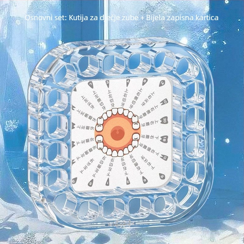 Kutija za mliječne zube djece, akrilna kutija za zube, kutija protiv oksidacije, za uzrast 0–3 godine