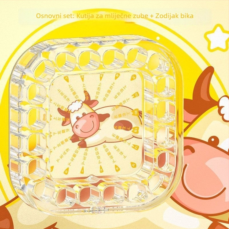 Kutija za mliječne zube djece, akrilna kutija za zube, kutija protiv oksidacije, za uzrast 0–3 godine