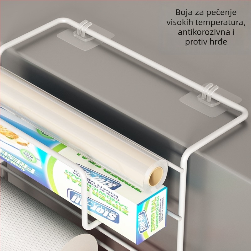 Bočni zidni regaľ za pohranu frižidera | metalni, bez ugradnje, zidno vješanje, skandinavski stil
