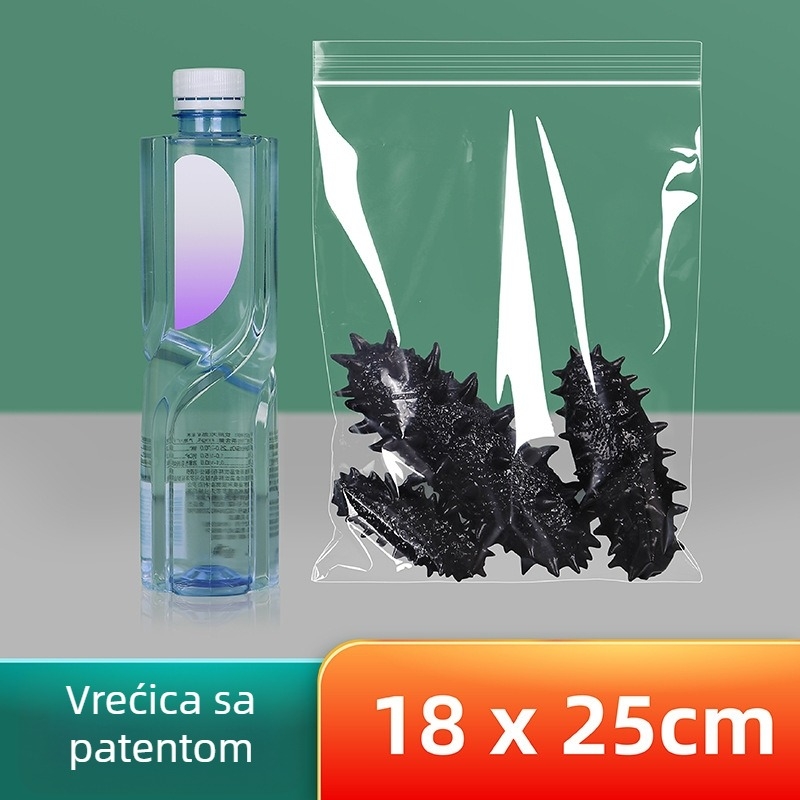 Prozirna vrećica za pakiranje hrane sa samouzavaranjem; Marka: Cnon/xizhilong; Materijal: Novi materijal; Namjena: Pakiranje hrane; Duljina zatvaranja: 0,5–2 cm