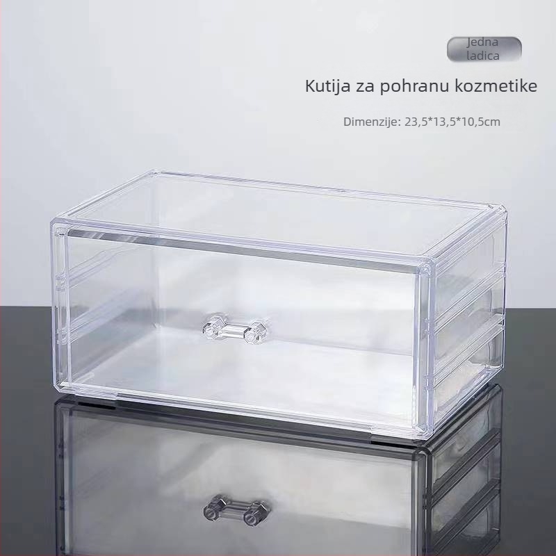 Stolni organizator kozmetike s prozirnim ladicama i višeslojnom policom za ruževe