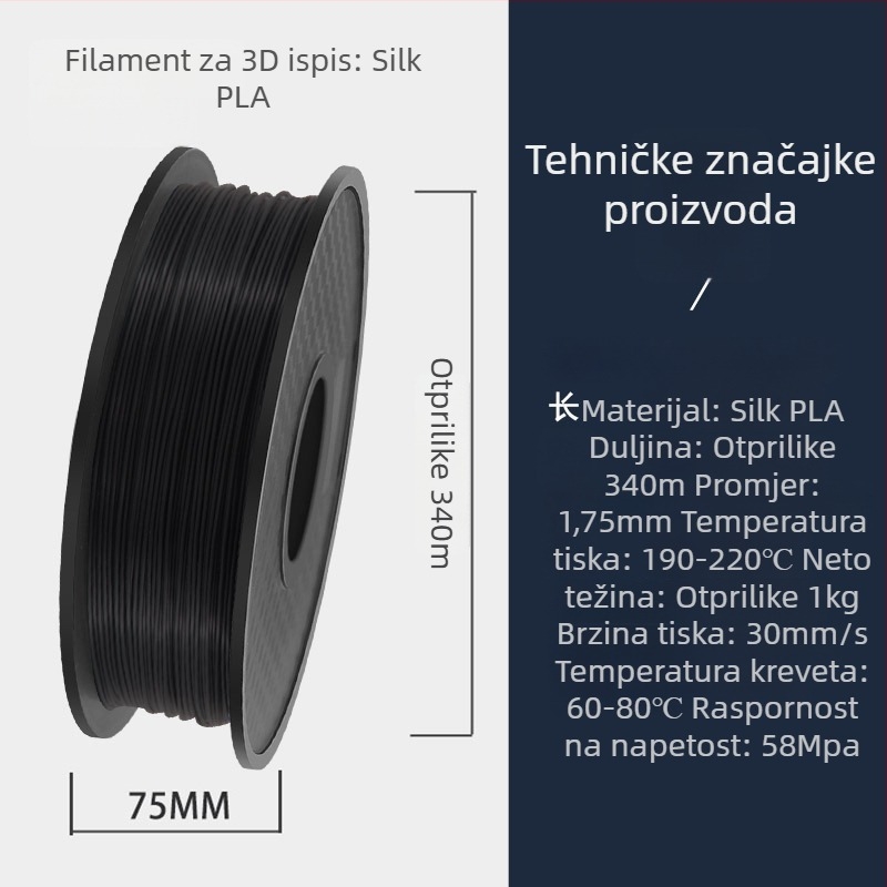 PLA filament za 3D ispis - duljina oko 340 m - gustoća 1,24 g/cm3 - kružni presjek