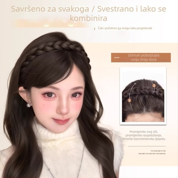 Čelenka s pletenicom od ribljeg kostiju i zubima, integrirana wig za pokrivanje linije kose