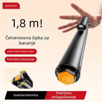 Selfie štap s tronožom za telefon, universalno, stabilizacija slike, 360° okret, Bluetooth daljinski, LED svjetlo