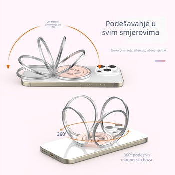 Dvostrani magnetski držač za telefon, sklopiva stolna podrška, legura, univerzalni dizajn, prilagodljiv