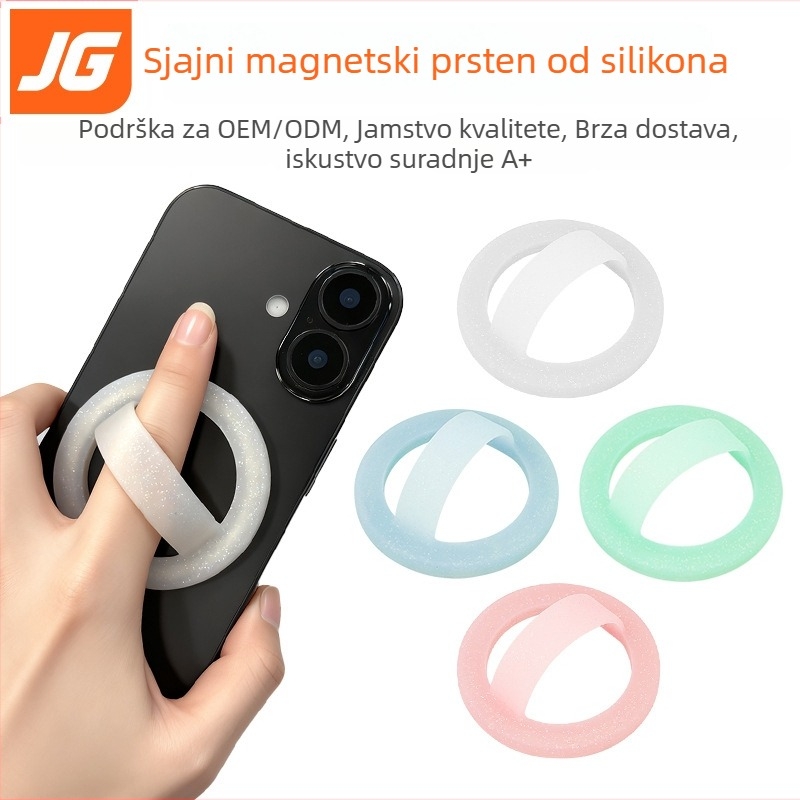 Magnetski držač za mobitel s prstenom od silikona, univerzalni dizajn, prilagodljiv