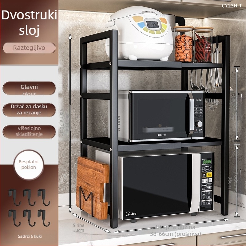 Izvlačiti kuhinjski stalak za pohranu, dvostruka razina, metal, model CY11, moderan minimalistički stil, prilagodljivo prema nacrtima