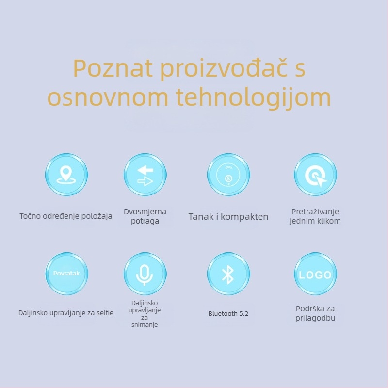 Pametan kvadratni Bluetooth tracker za prtljagu i ključeve - dvostrani alarm protiv gubitka, dvostruko traženje, pronalaženje gubitka (210mAh, doseg 25 m, ABS kućište, kompatibilan s Androidom i iOS-om)