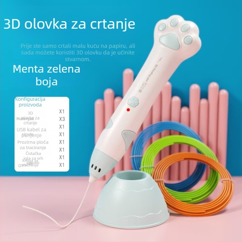Bežična 3D olovka za tisk s niskom temperaturom za djecu — edukativni DIY alat za 3D crtanje