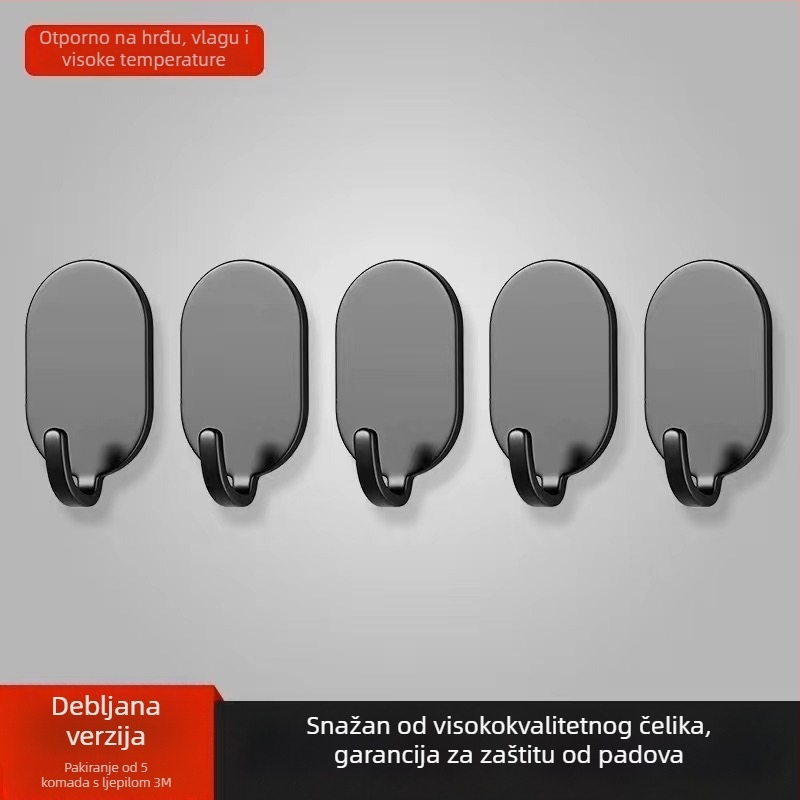 Ljepljivi zidni kuk - Nehrđajući čelik, dvostruka kuka, moderan minimalistički stil, set od 4 komada, nosivost 15–20 kg