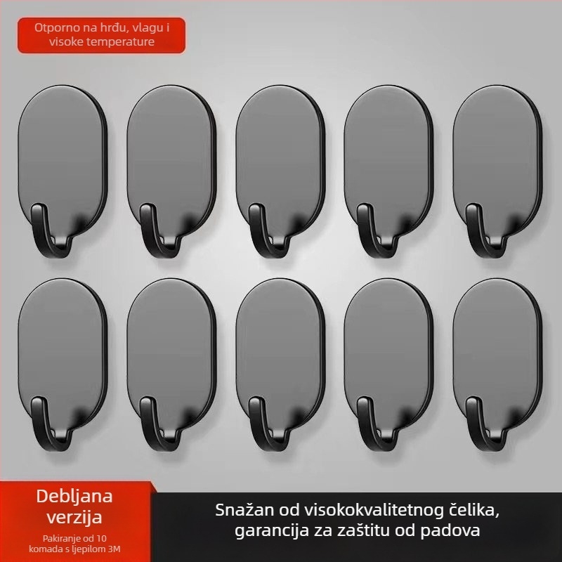 Ljepljivi zidni kuk - Nehrđajući čelik, dvostruka kuka, moderan minimalistički stil, set od 4 komada, nosivost 15–20 kg