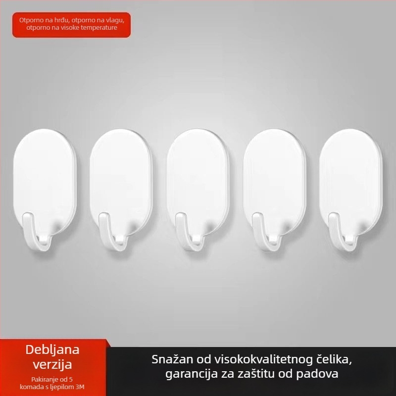 Ljepljivi zidni kuk - Nehrđajući čelik, dvostruka kuka, moderan minimalistički stil, set od 4 komada, nosivost 15–20 kg