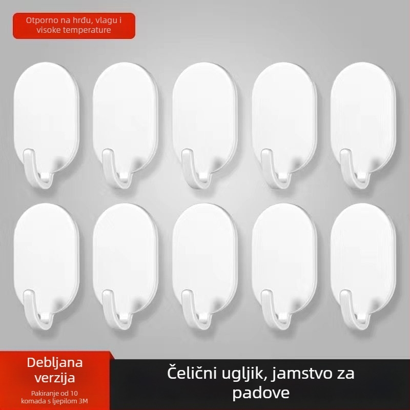 Ljepljivi zidni kuk - Nehrđajući čelik, dvostruka kuka, moderan minimalistički stil, set od 4 komada, nosivost 15–20 kg