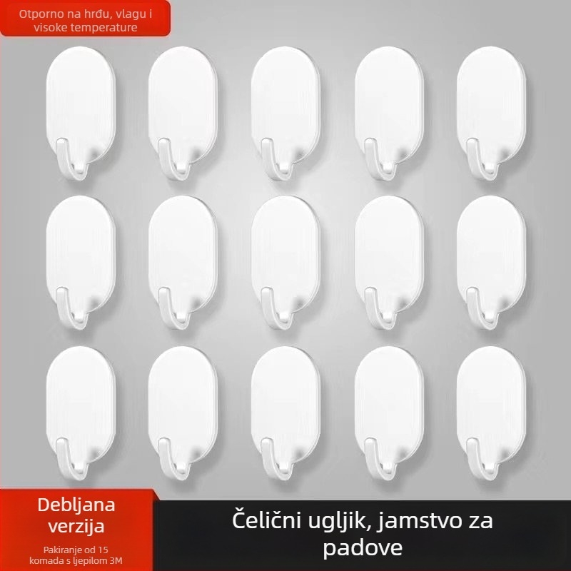 Ljepljivi zidni kuk - Nehrđajući čelik, dvostruka kuka, moderan minimalistički stil, set od 4 komada, nosivost 15–20 kg