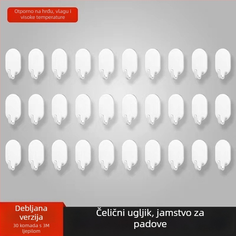 Ljepljivi zidni kuk - Nehrđajući čelik, dvostruka kuka, moderan minimalistički stil, set od 4 komada, nosivost 15–20 kg