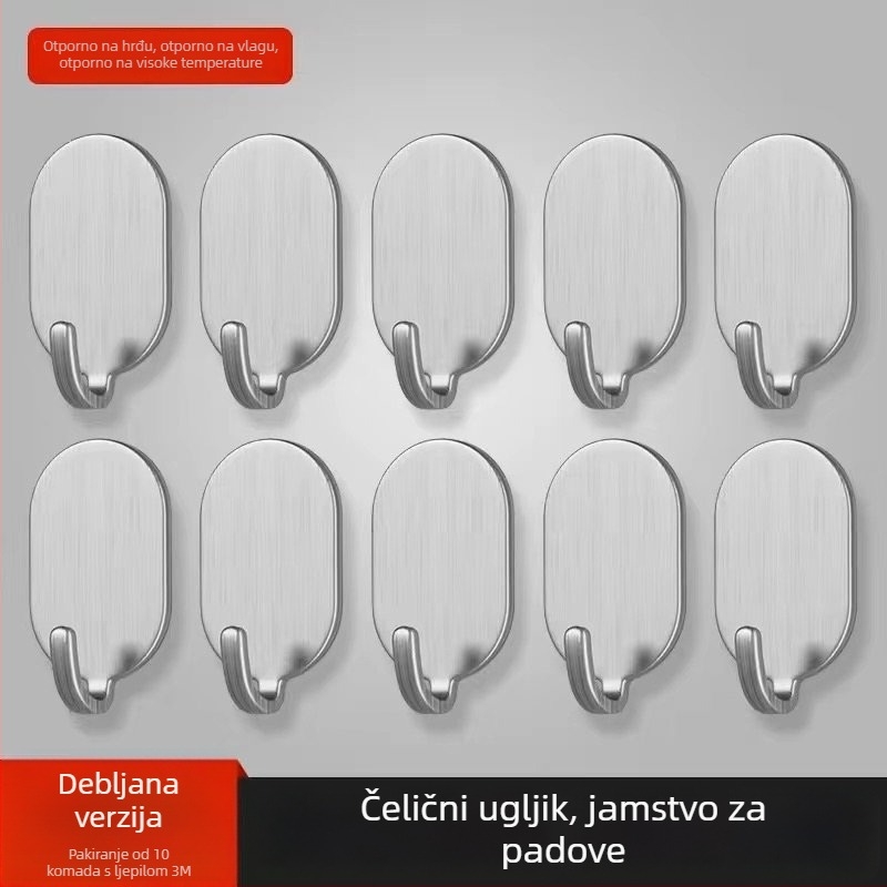 Ljepljivi zidni kuk - Nehrđajući čelik, dvostruka kuka, moderan minimalistički stil, set od 4 komada, nosivost 15–20 kg