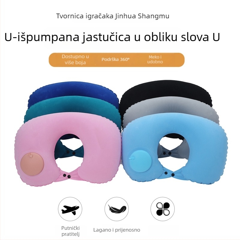 U-oblikovani napuhivački jastuk za putovanja, PVC, debljina 20 mm, težina 100 g, model: U-oblik, stil: moderni minimalizam