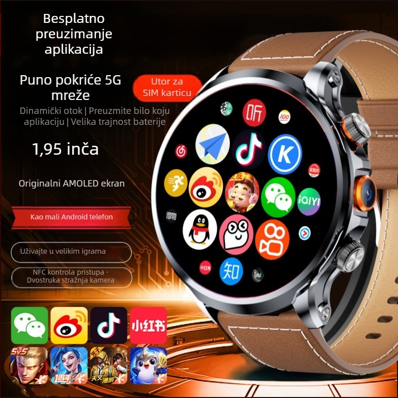Pametni sat sa slotom za SIM karticu, kružni brojčanik, kamera, brojanje koraka, mjerenje otkucaja srca