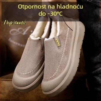 Muške papuče / kućna obuća - Slip-On, nubuk gornji dio, debela PVC potplata, topla zimska unutarnja obuća