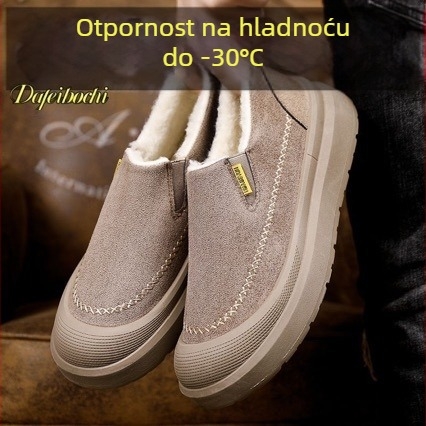 Muške papuče / kućna obuća - Slip-On, nubuk gornji dio, debela PVC potplata, topla zimska unutarnja obuća
