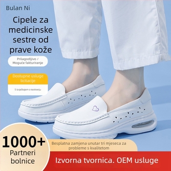 Cipele za medicinske sestre, gornji dio od split kože, okrugli vrh, peta 3-5 cm, unutarnja PU, prozračne i otporne na habanje