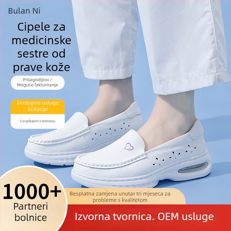 Cipele za medicinske sestre, gornji dio od split kože, okrugli vrh, peta 3-5 cm, unutarnja PU, prozračne i otporne na habanje