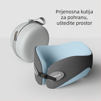 Jastuk za vrat u obliku U, za putovanja s memorijskom pjenom (Punilo: memorijska pjena; Navlaka: kemijsko vlakno; Stil: moderni minimalizam; Vrsta jastuka: U-oblikovani jastuk za putovanje; Težina: ≤0,5 kg)