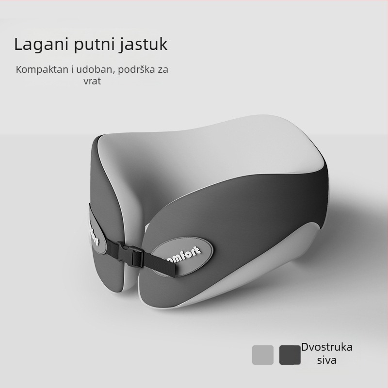 Jastuk za vrat u obliku U, za putovanja s memorijskom pjenom (Punilo: memorijska pjena; Navlaka: kemijsko vlakno; Stil: moderni minimalizam; Vrsta jastuka: U-oblikovani jastuk za putovanje; Težina: ≤0,5 kg)