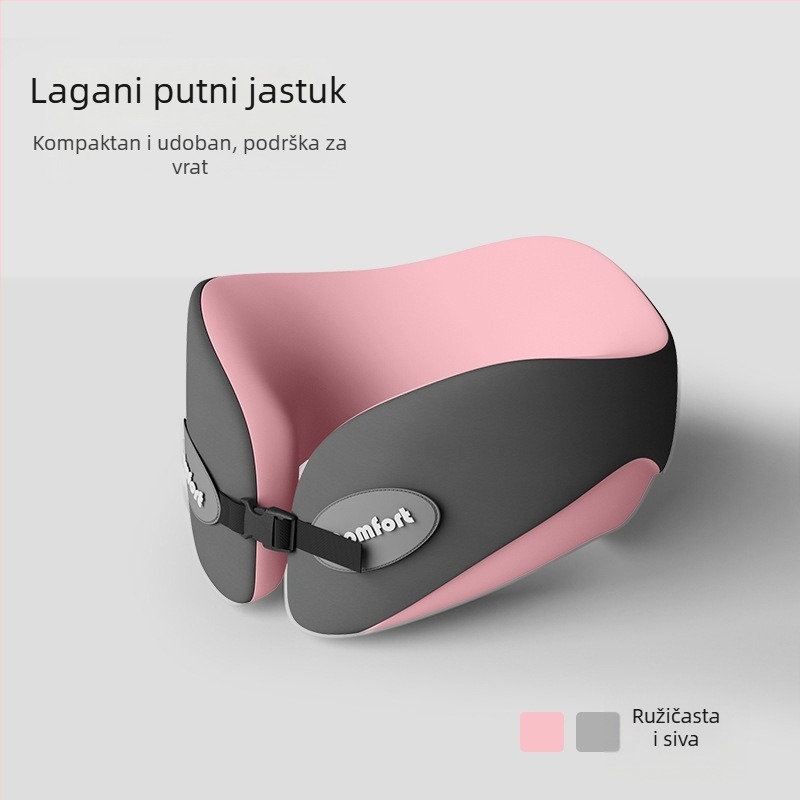 Jastuk za vrat u obliku U, za putovanja s memorijskom pjenom (Punilo: memorijska pjena; Navlaka: kemijsko vlakno; Stil: moderni minimalizam; Vrsta jastuka: U-oblikovani jastuk za putovanje; Težina: ≤0,5 kg)