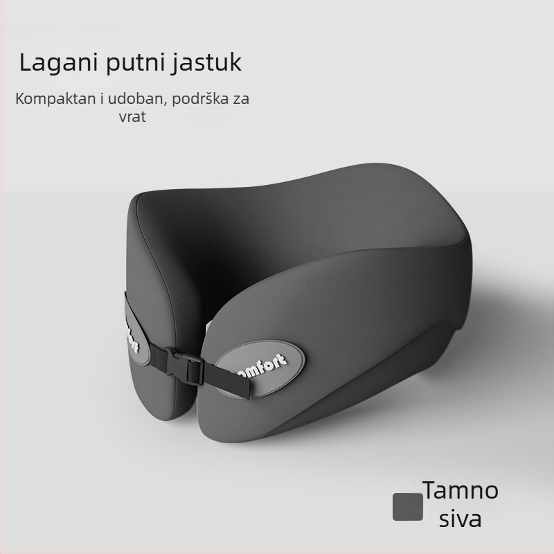 Jastuk za vrat u obliku U, za putovanja s memorijskom pjenom (Punilo: memorijska pjena; Navlaka: kemijsko vlakno; Stil: moderni minimalizam; Vrsta jastuka: U-oblikovani jastuk za putovanje; Težina: ≤0,5 kg)